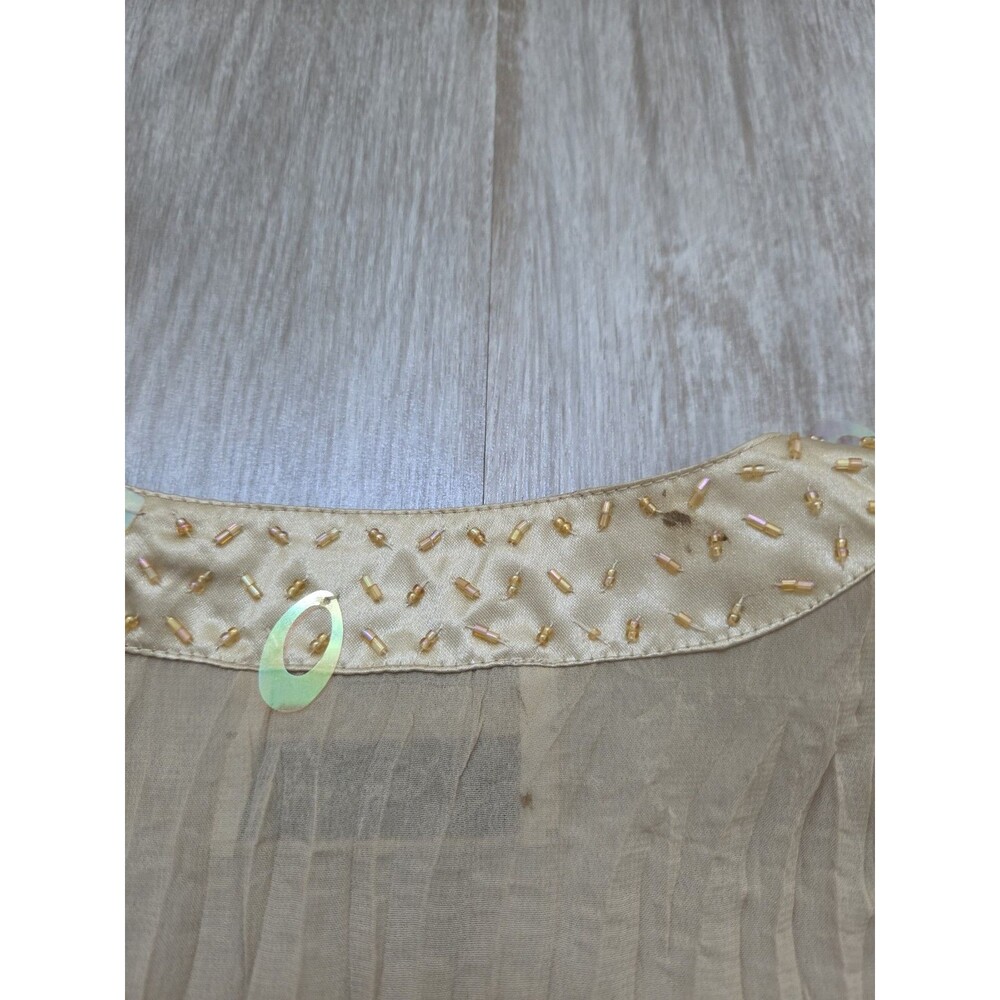 VTG Y2K Carrie Allen 2 Piece Set Beaded Sequin Crinkle Sheer Cami Cardigan M GUC - Picture 9 of 14